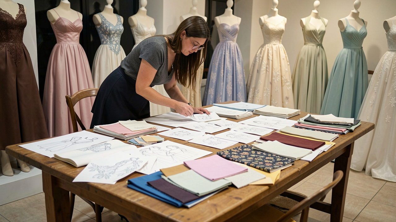 Fashion stylist working on set during an editorial or brand photoshoot